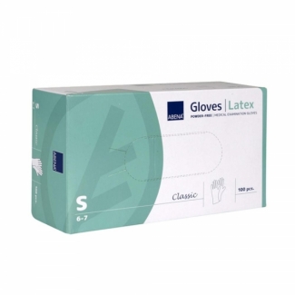 Latex examination Powderfree gloves, white colour, all sizes (100pcs)