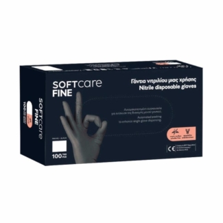 Nitrile examination powderfree gloves Softcare Fine, black, all sizes (100pcs)