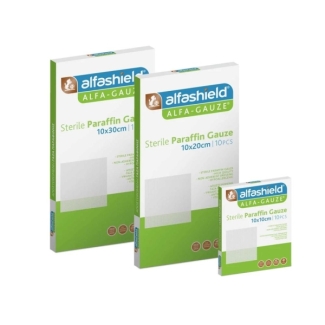 AlfaShied paraffin gauze sterile, all sizes (10pcs)