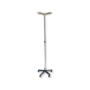 I.V. trolley stand on 5 wheels, chromed steel with 2 plastic hooks