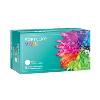 Nitrile examination Powderfree gloves Softcare Vivid, green, all sizes (100pcs)