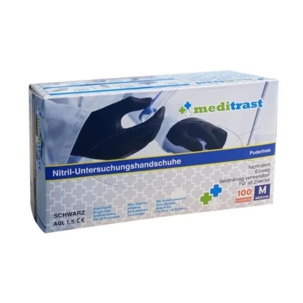 Meditrast nitrile examination gloves powderfree black (100pcs)
