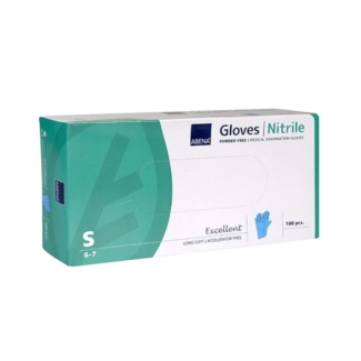 Nitrile examination powderfree blue gloves with long cuff Abena Excellent, all sizes (100pcs)